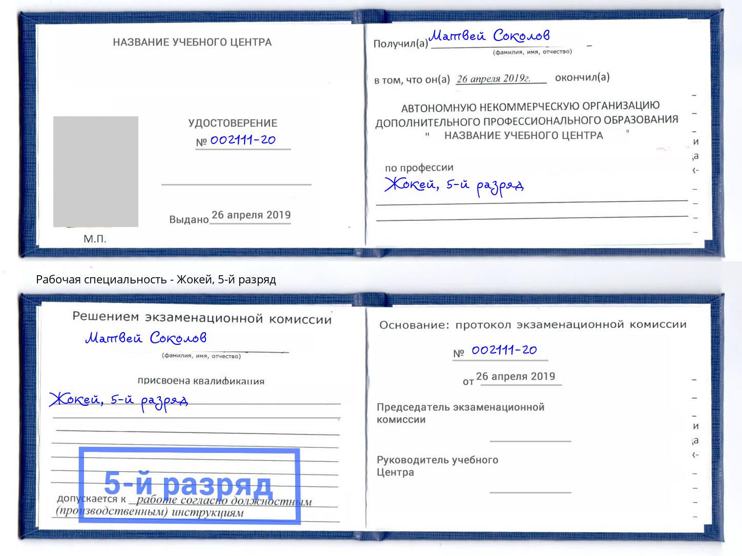 корочка 5-й разряд Жокей Чебоксары